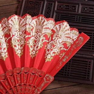 西班牙蕾丝舞蹈折扇子女士古印边芭蕾咏春扇绿黄蓝紫