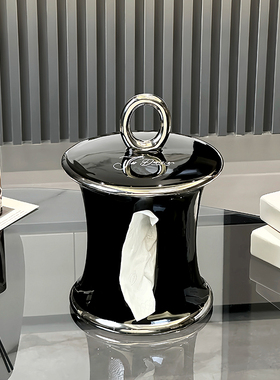 陶瓷高级感创意竹节纸巾盒客厅轻奢高档新款餐巾茶几装饰品抽纸盒