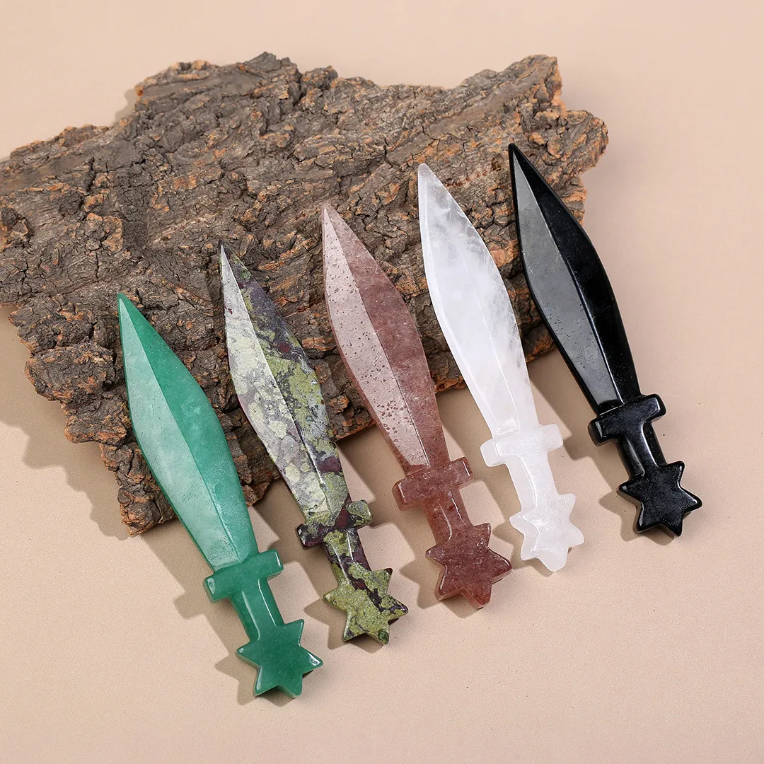 水晶原石刀矿石原石刀具家居办公工艺品礼品石头刀摆件把玩