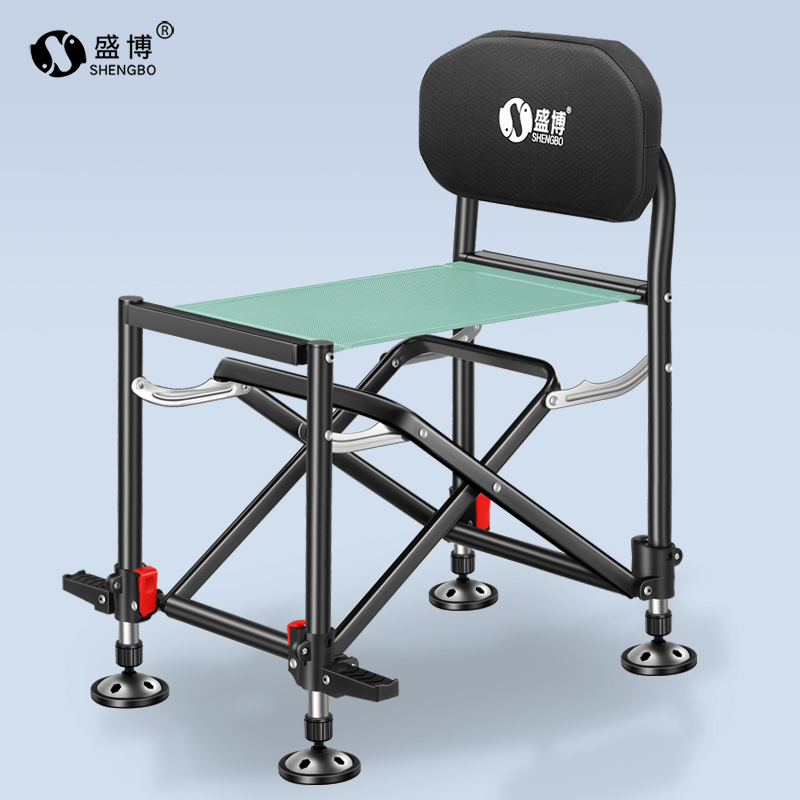 盛博新款骑士钓鱼椅2024多功能台钓椅超轻便携全地形折叠钓鱼凳