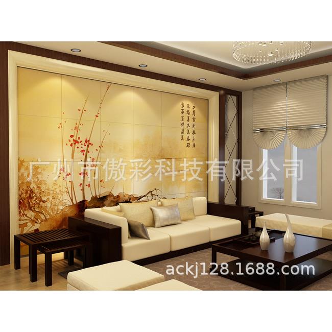 润3d浮雕瓷砖喷印uv打印2030电视背景墙壁画浮雕光油果平效板彩打