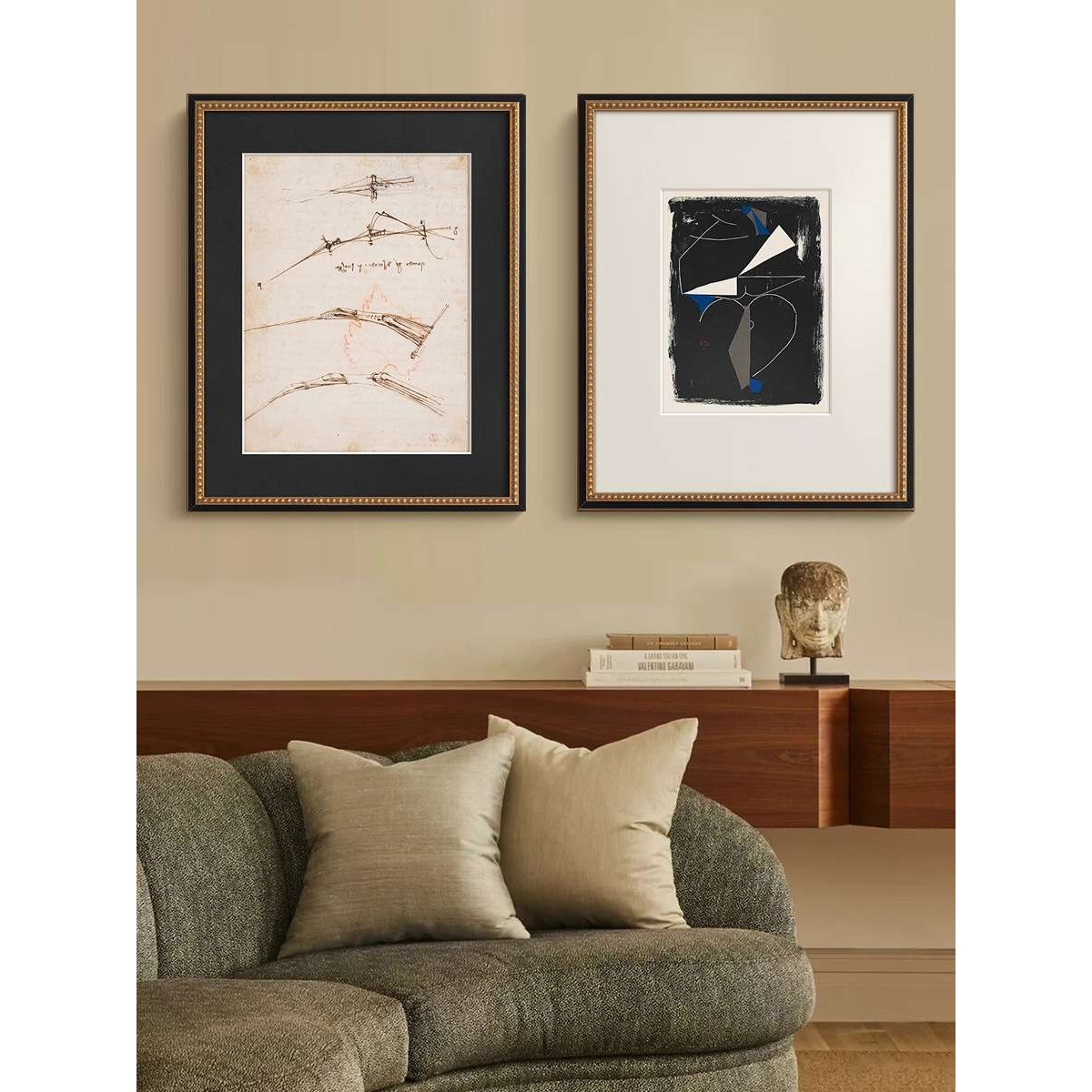 法式中古风黑白抽象挂画美式复古小众抽象客厅书房装饰画素描手稿图片