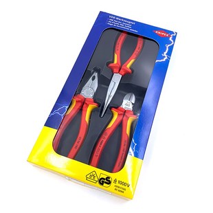 德国KNIPEX凯尼派克进口3件套绝缘钢丝钳老虎钳斜口钳尖嘴钳