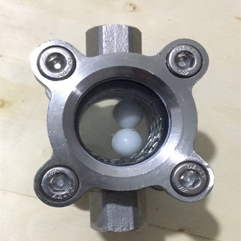 不锈钢梅花对夹式浮球视镜 梅花对夹水流指示器 内螺纹水流指示器