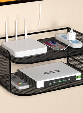 路由器放置架收纳盒墙上放托架盒子wifi壁挂式机顶盒置物架电视机