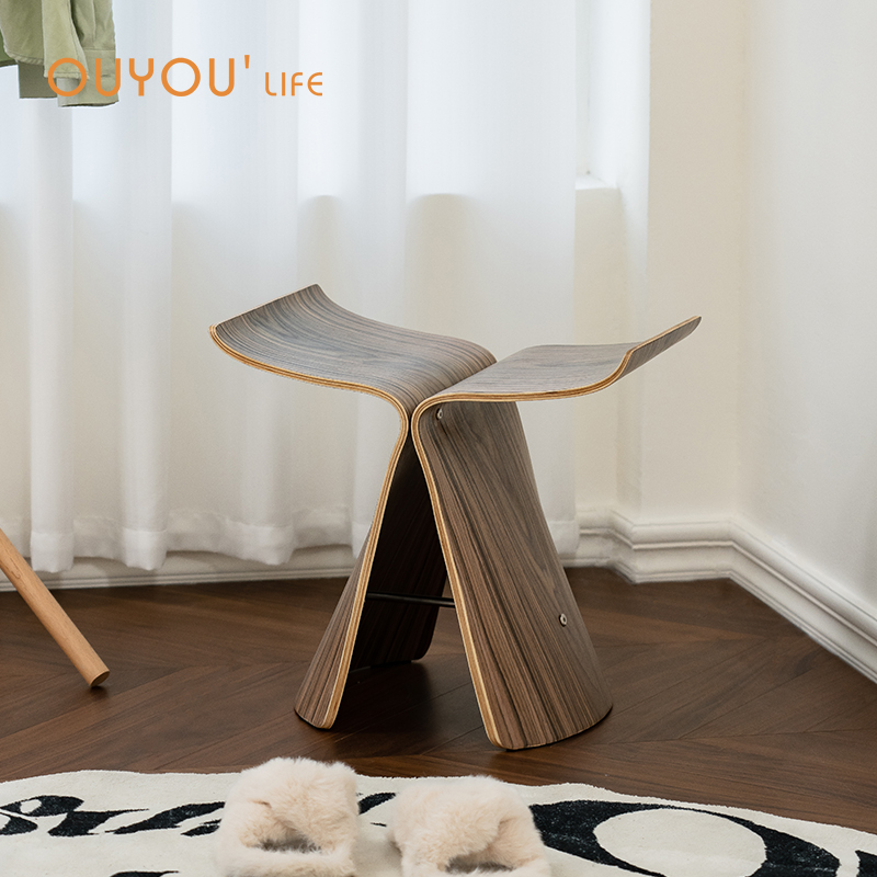OUYOULIFE北欧实木蝴蝶矮凳家用小户型客厅小凳子简约门口换鞋凳
