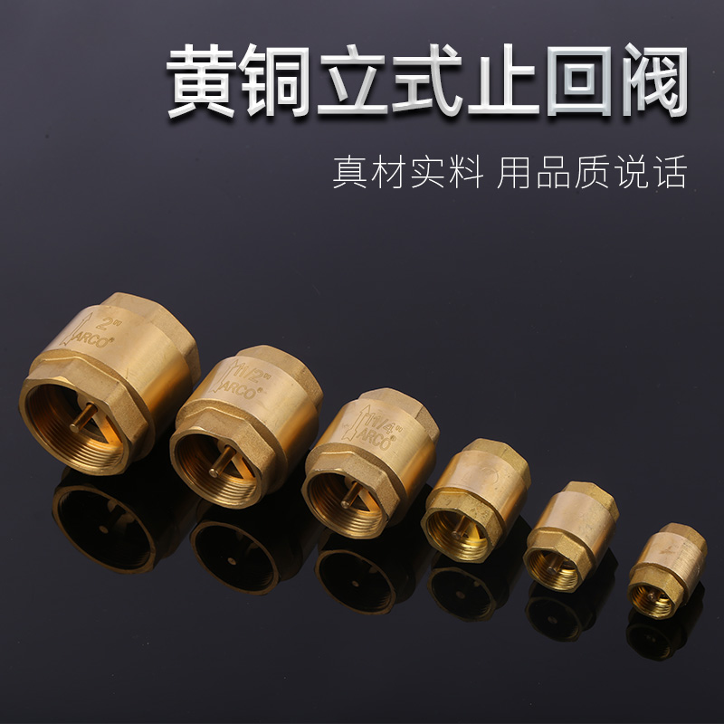 全铜立式铜止回阀 单向阀横卧式水泵表前止逆阀 4分6分1寸 152025