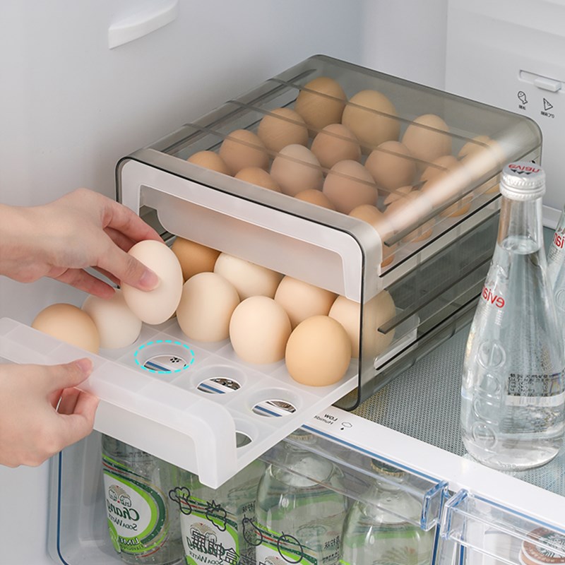 家用鸡蛋收纳盒抽屉式分格整理神器厨房保鲜盒食品级冰箱专用盒子