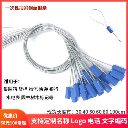 一次性钢丝封条集装箱货柜铅封施封锁塑料扎带园林苗木绑树记号锁