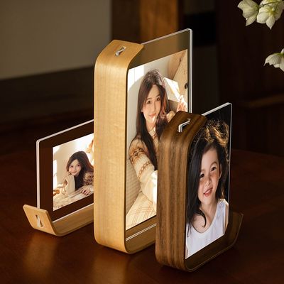 高级感亚克力透明实木相框定制diy洗照片做成摆台6寸打印装裱展示