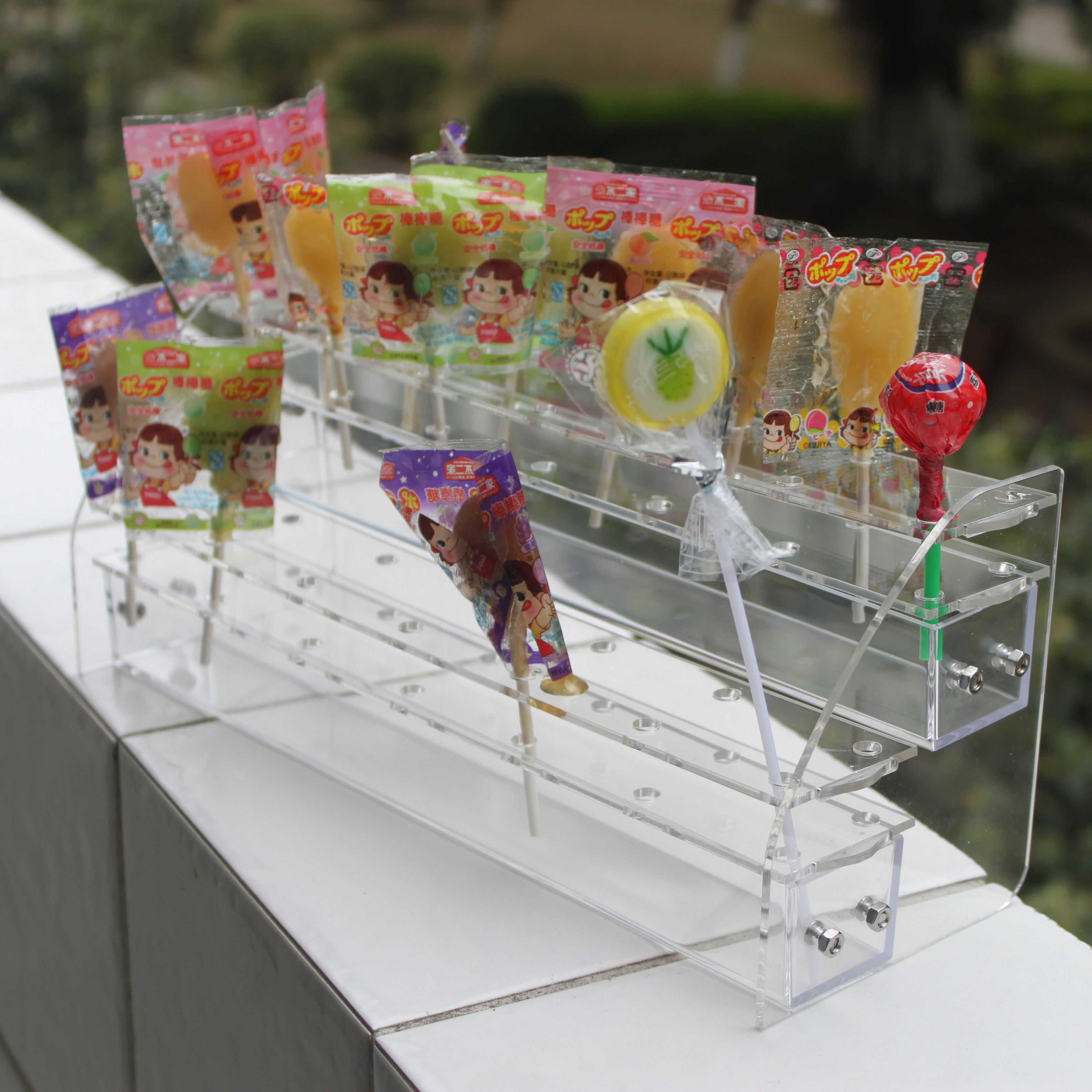 亚克力棒棒糖架冰糖葫芦展示架梯形插棒水果架棒棒蛋糕展架波板糖