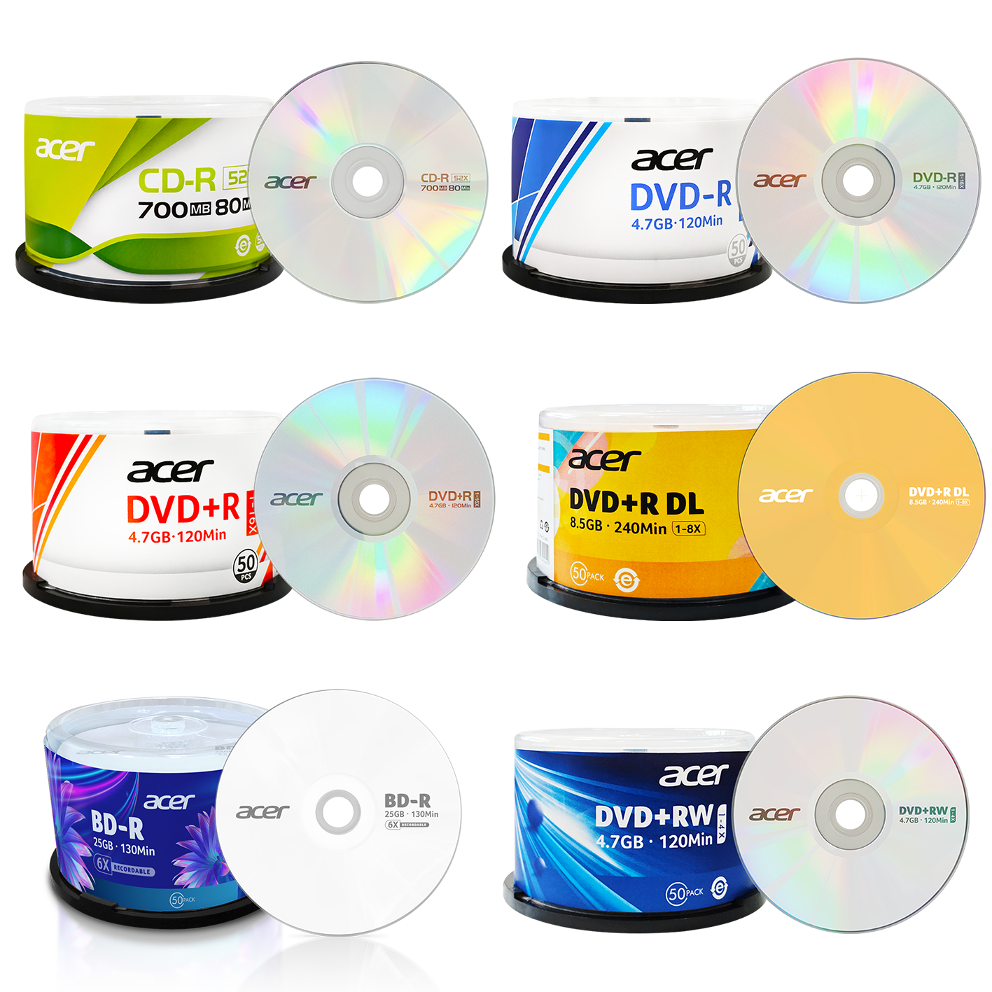Пустой диск Acer для записи CD/DVD/Blu-ray с большой емкостью, перезаписываемый, с печатью, диск уровня файла, Blu-ray диск