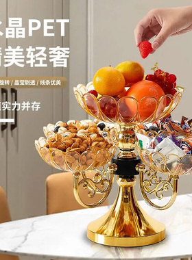 轻奢欧式创意豪华水果盘客厅上茶几家用旋转糖果多层亚克力材质