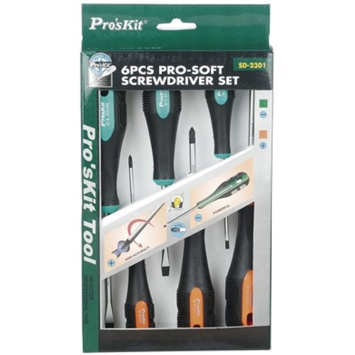 proskit台湾宝工SD-2301双色软柄十字一字螺丝批螺丝刀起子组套装