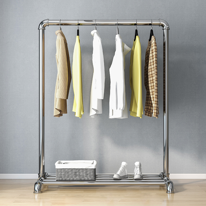 加厚钢管晾衣架家用阳台落地挂衣杆室内外简易单杠水管晒被凉衣杆