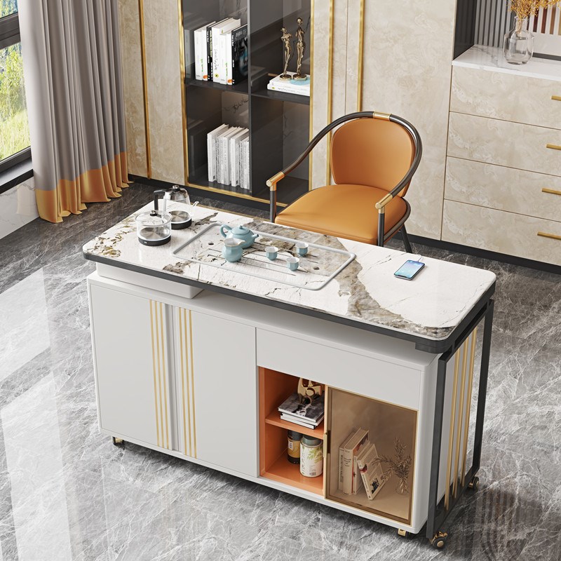 阳台岩板功夫茶几茶台一体式边几茶水柜可移动茶车家用小型泡茶桌