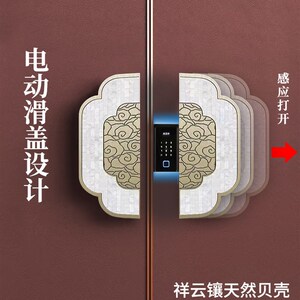 双开门铜门铸铝门木门精雕拉手电动滑盖拉手一门一景灯光智能锁
