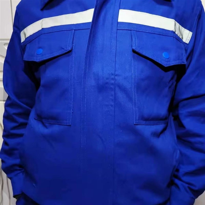 纯棉加厚蓝色工作服耐磨耐高温电焊工化工石油工作服百分百纯棉