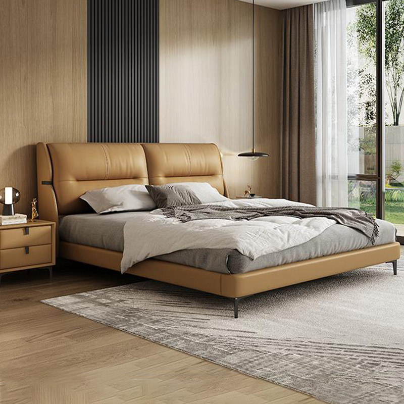 真皮床轻奢现代主卧大床1米8双人床简约高端大气卧室软包储物婚床