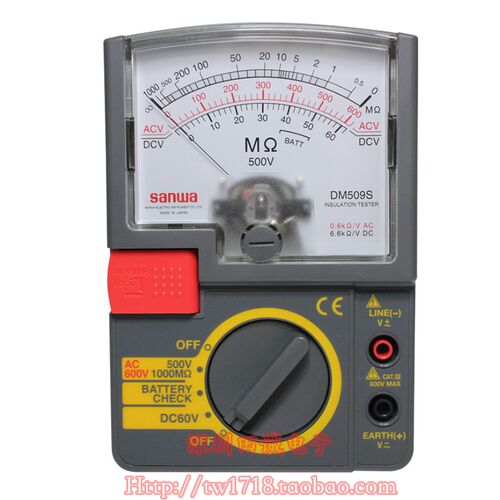 日本Sanwa三和DM509S绝缘电阻测试仪 500V/1000M 指针式兆欧表