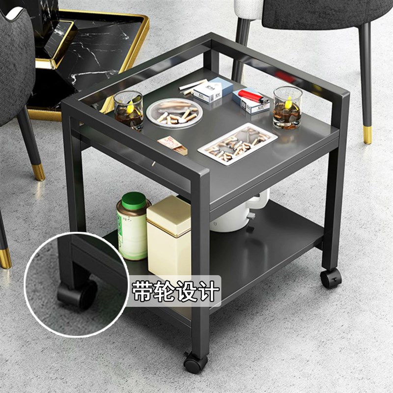 麻将机茶几多功能茶水架棋牌室可移动小型茶桌双层置物架边几简易