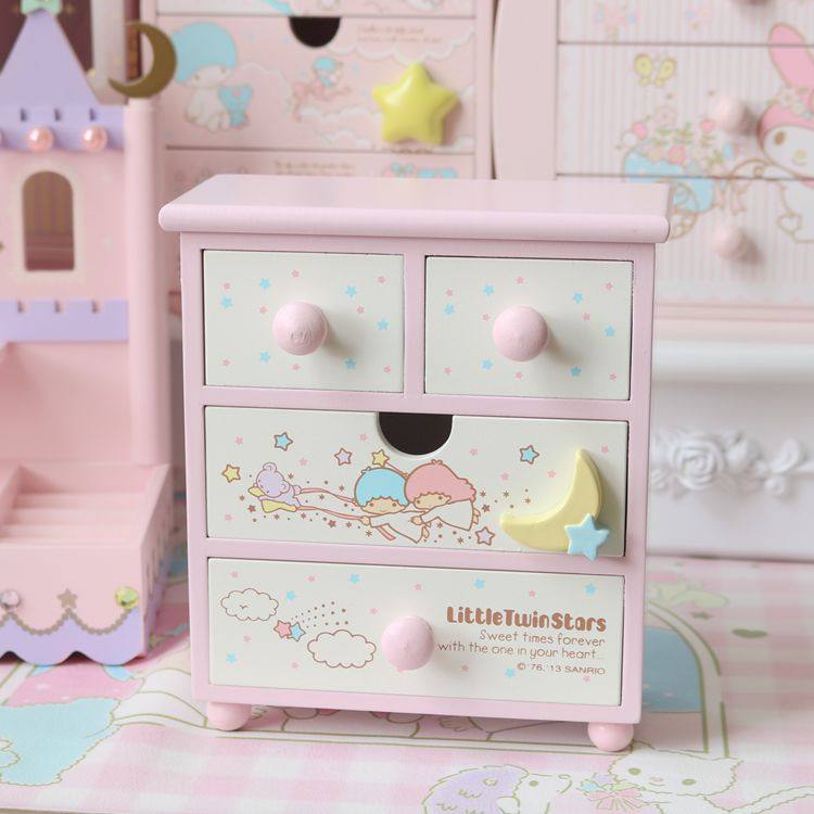 双子星首饰盒收纳盒小柜子木质可爱little twin star桌面装饰摆件