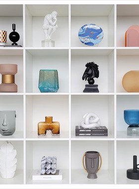样板间现代家居软装饰品书柜创意陶瓷树脂玻璃工艺品摆饰ZH3144