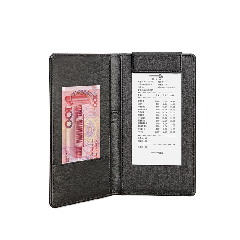 餐厅皮革收银夹 酒店买单夹 饭店酒水菜单结账本票据夹可定制logo