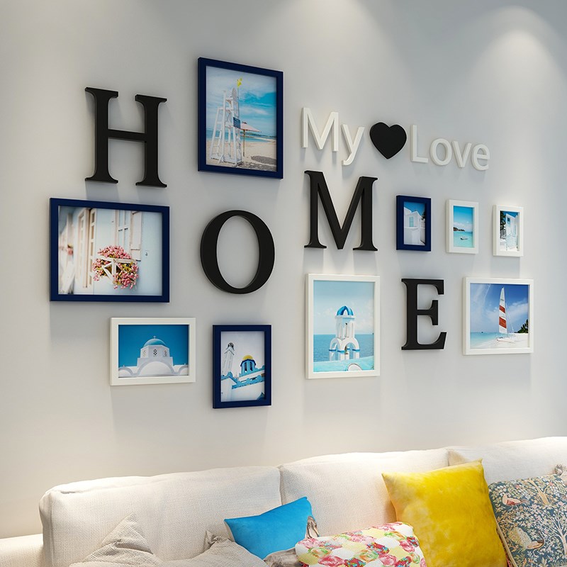 照片墙轻奢创意相框组合挂墙客厅背景墙面装饰公司相片墙现代挂画