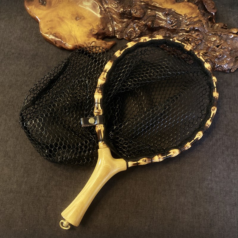 手工实木溪流小抄网路亚飞蝇马口溪哥鳟鱼钓鱼超轻微物便携鱼抄网