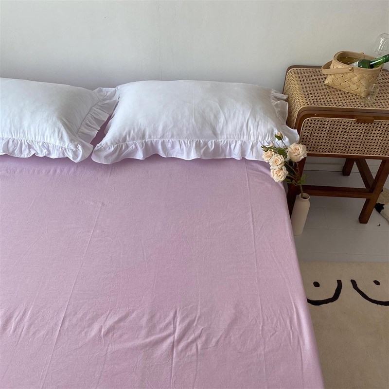 多色搭!韩风纯色舒服水洗棉床单单件全棉床笠单双人床罩被单定制