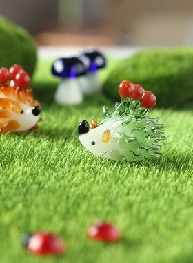 淄博琉璃浆果小刺猬工艺品玻璃动物小摆件办公室桌面家居装饰礼物