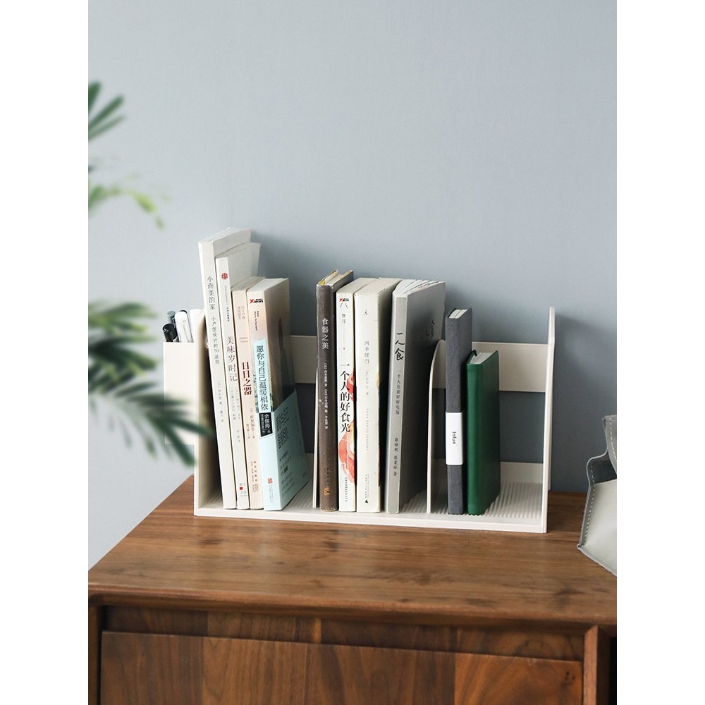 日系白色简约多功能书架办公室桌面整理置物架文件夹简易收纳盒