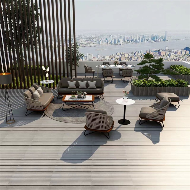 户外沙发庭院休闲藤沙发椅三人藤制露天阳台客厅组合藤编室外家具