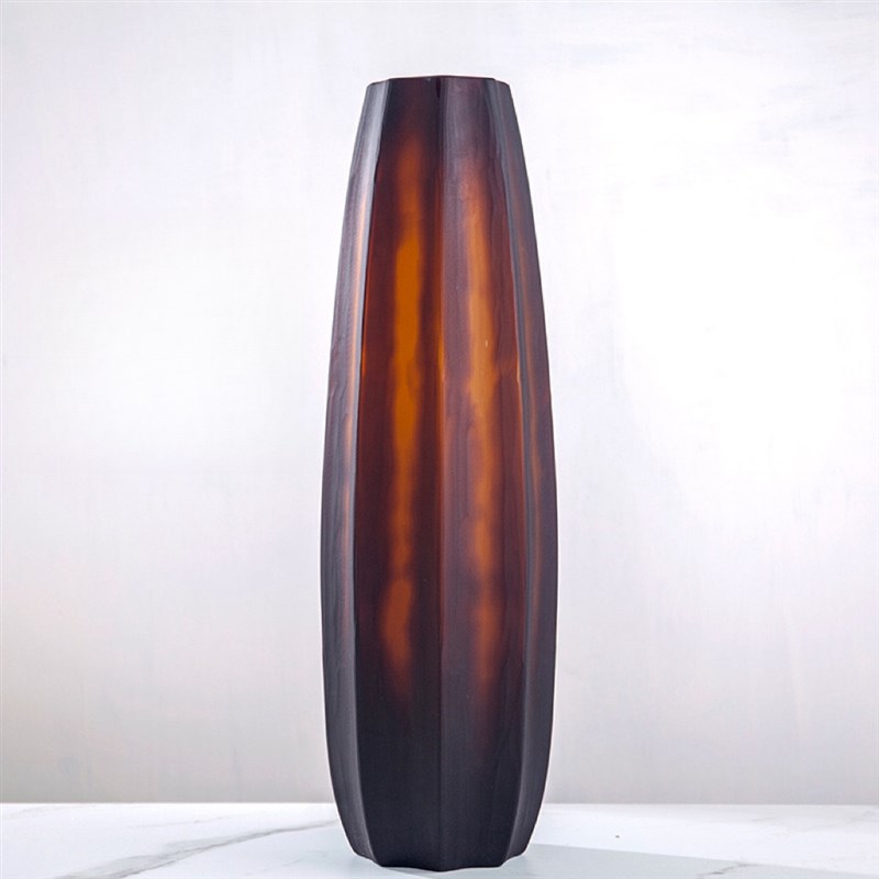 手工刻磨超高花瓶多边形八角形简约餐桌个性插花花器电视柜客厅