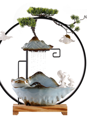 陶瓷流水喷泉摆件循环水招财客厅办公室桌面装饰乔迁新居开业礼物