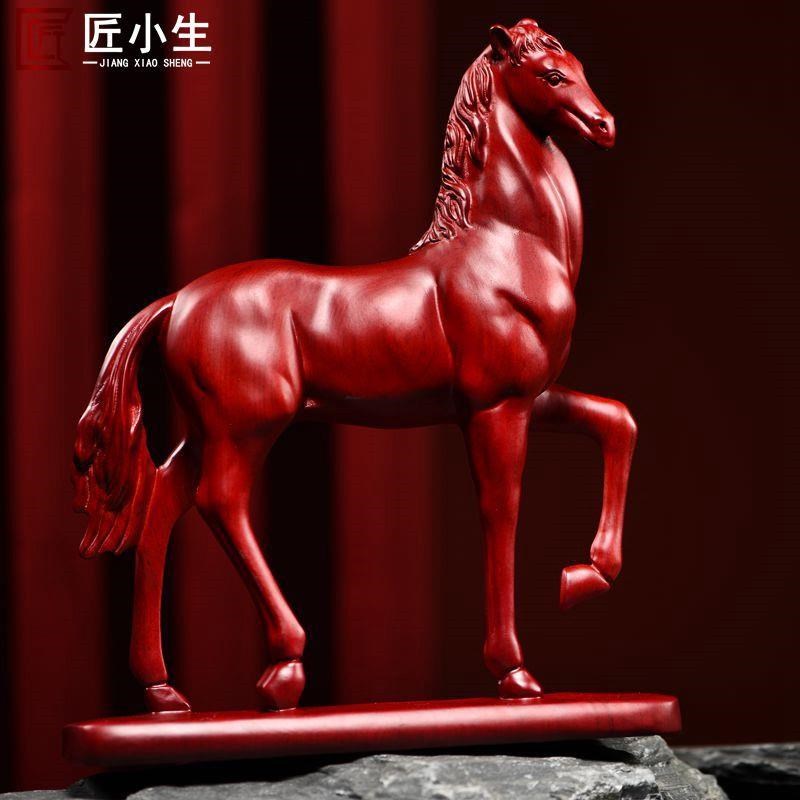 木雕摆件马实木质雕刻动物生肖中式家居客书桌厅办公工艺红木礼品