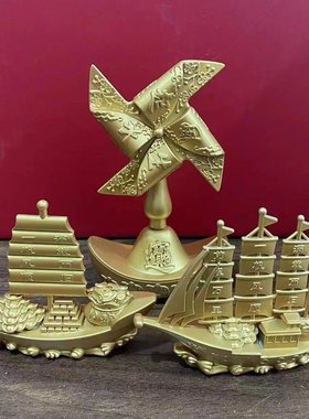 合金一帆风顺船摆件金属工艺品