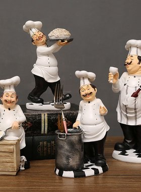 厨师树脂摆件家居工艺品蛋糕店咖啡厅餐厅厨房桌面装饰品造型手工