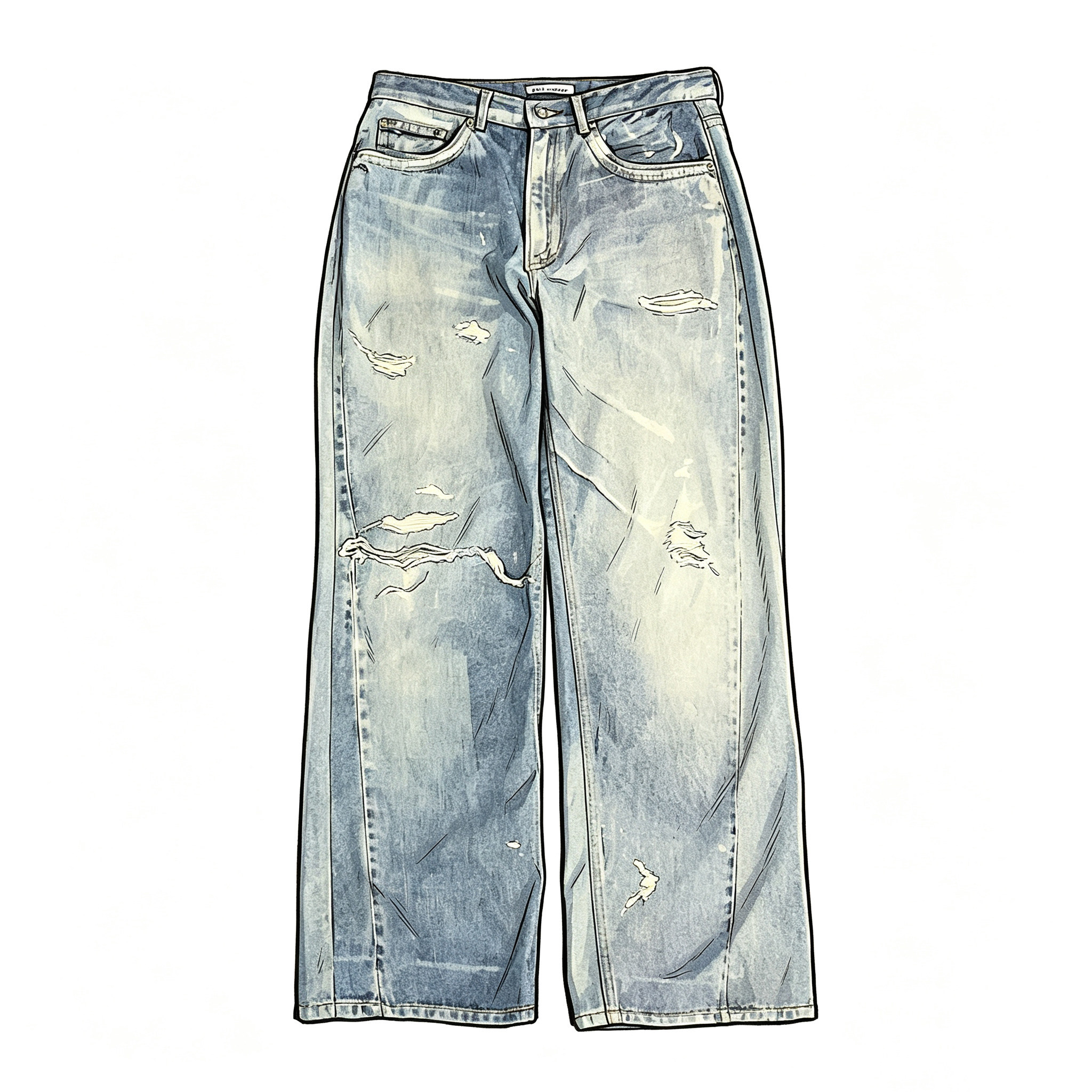 thumbnail for 【i795】Blue Digital Print Jeans