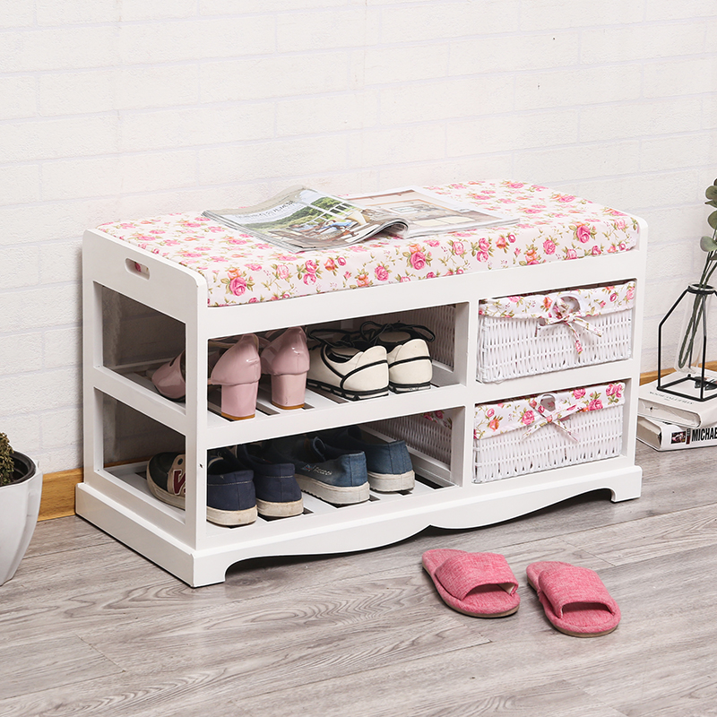 换鞋凳收纳储物实木沙发凳简约z现代鞋架白色布艺家用门口穿鞋凳