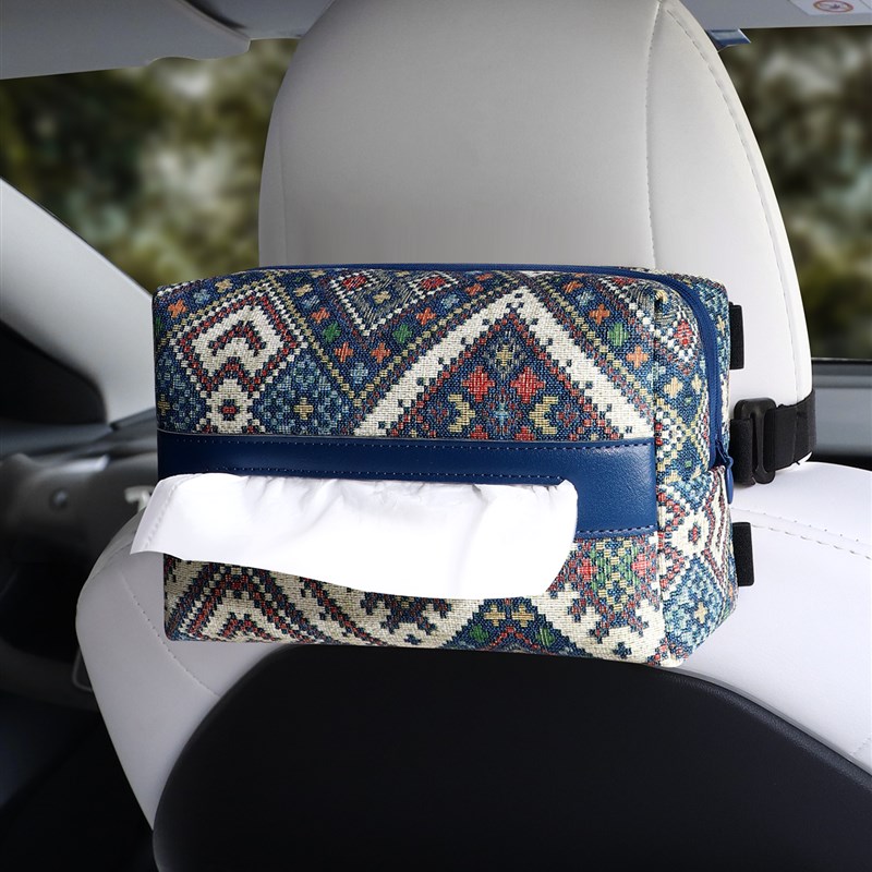 车载纸巾盒高档车内m民族风抽纸盒汽车收纳纸巾包车用扶手箱纸抽