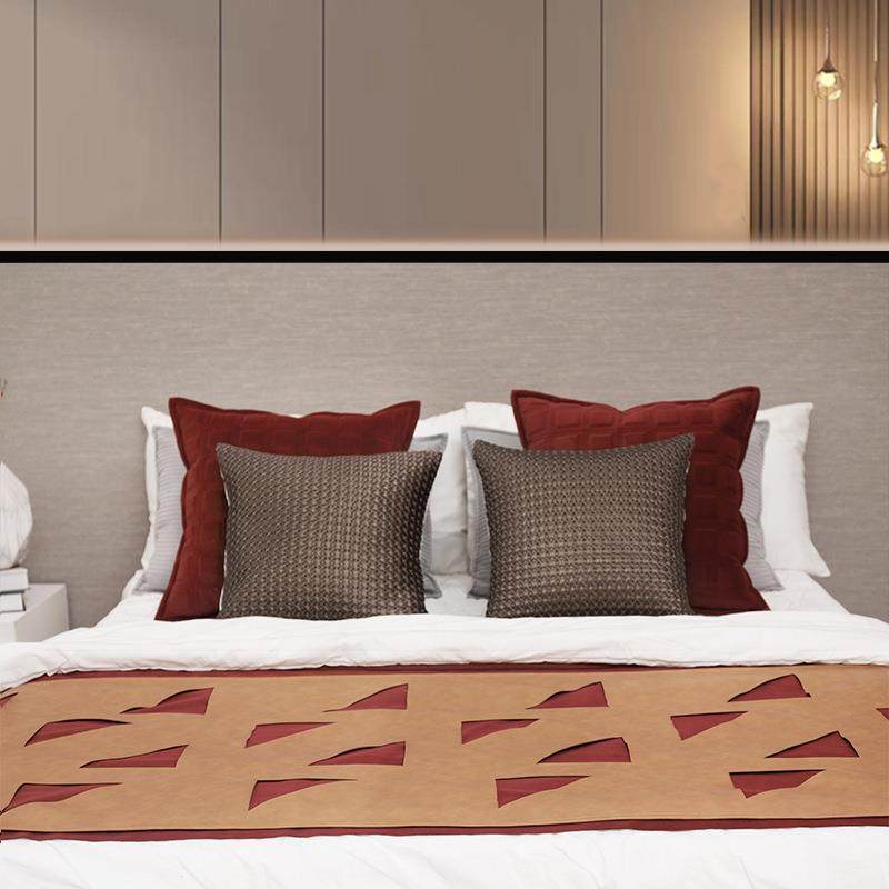 轻奢样板间奢华软装家具展厅床品多件套酒店别墅床上镂空搭巾抱枕