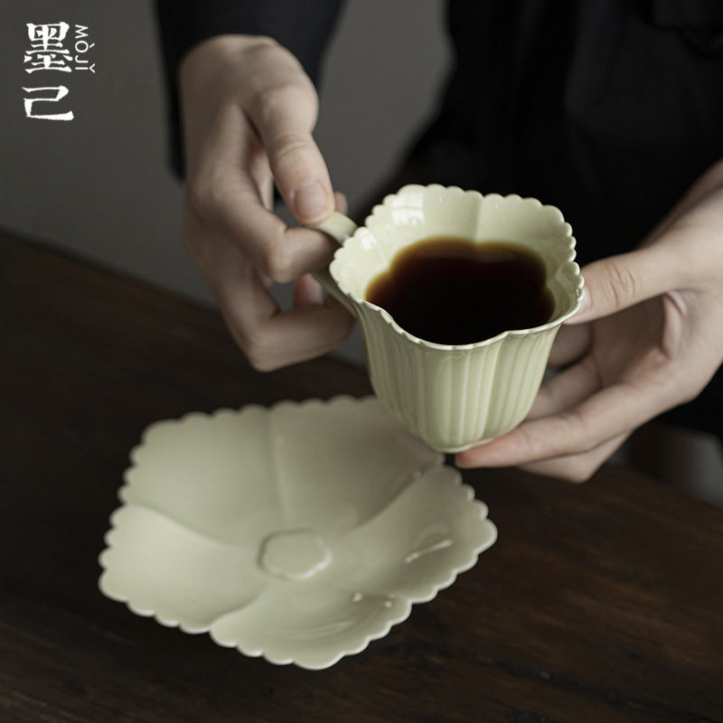 墨己陶瓷挂耳咖啡杯两件套家用下午茶杯花茶品茗杯办公室喝茶杯子