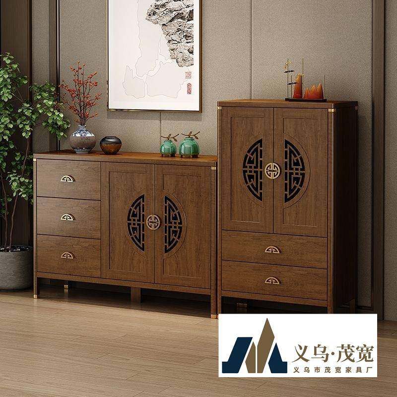 新中式餐边柜客厅靠墙一体储物柜新款收纳置物实木厨房茶水柜