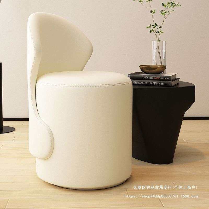 轻奢可旋转超纤皮化妆凳梳妆台椅子全实木简约现代靠背美甲凳子