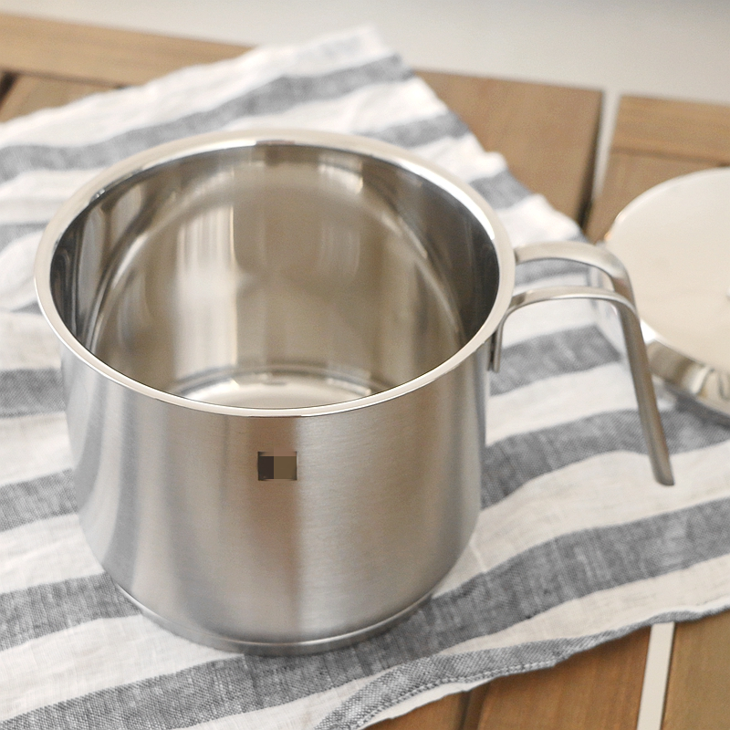 304不锈钢奶锅j14cm热奶面条小锅弯柄泡面锅燃气电磁加厚复底猪油