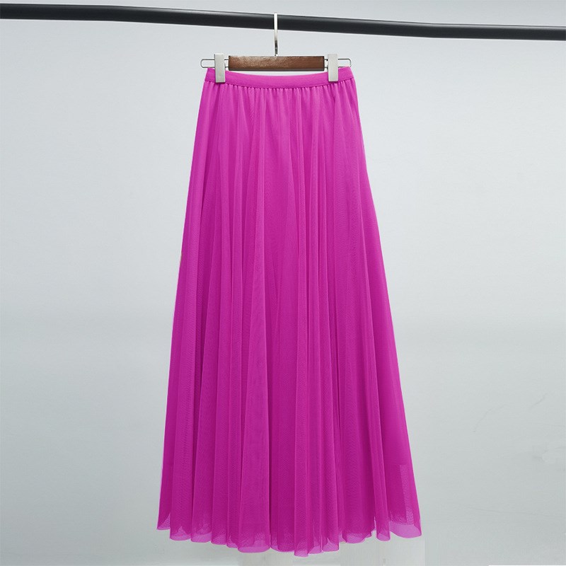 绿色网纱裙女半身裙720度大摆舞蹈裙垂感高腰显S瘦跳舞纱裙广场舞