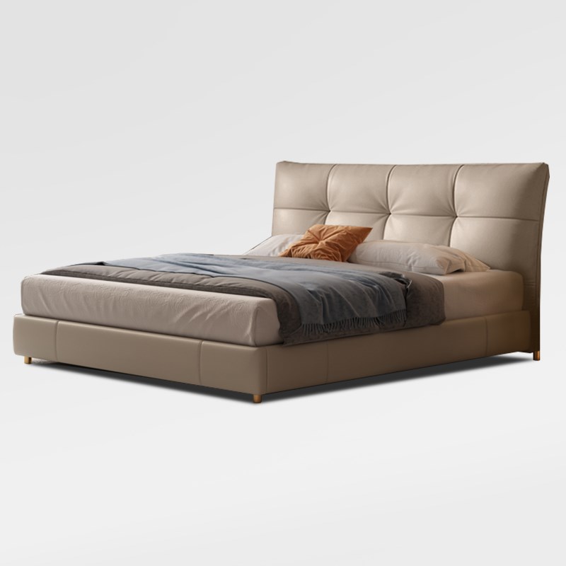 DEEVINCI真皮床现代简约主卧双人床I齐边箱体经济型意式极简皮艺