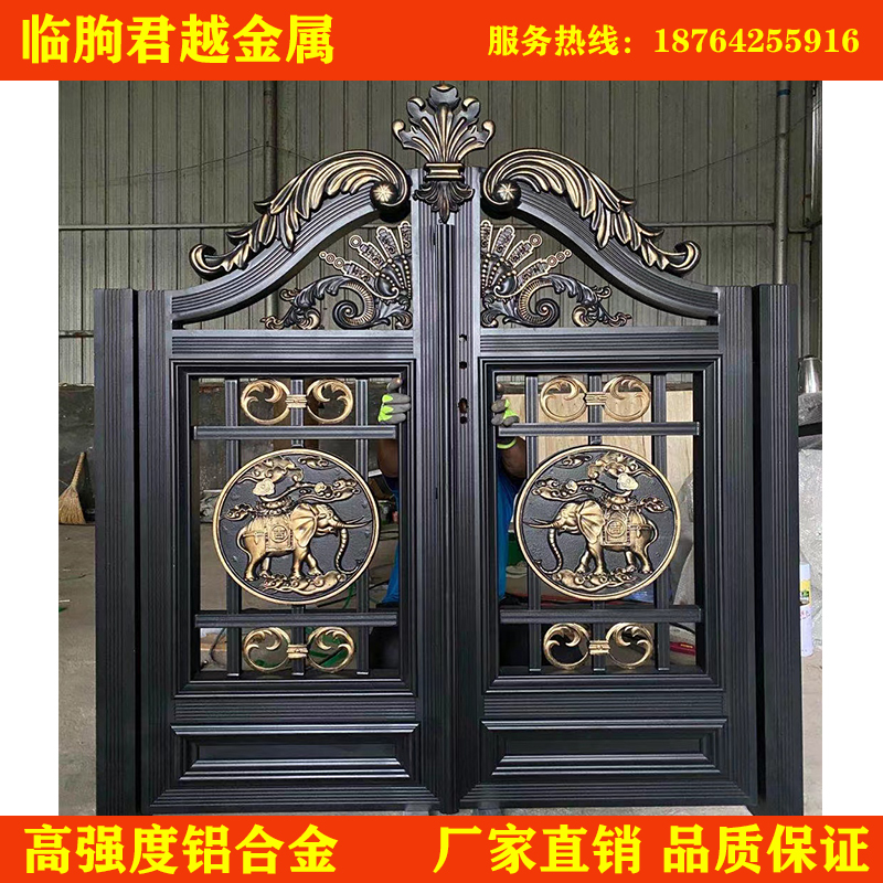 中欧式别墅庭院围j墙大门铝合金大门入户防盗门铝艺花园对开小院